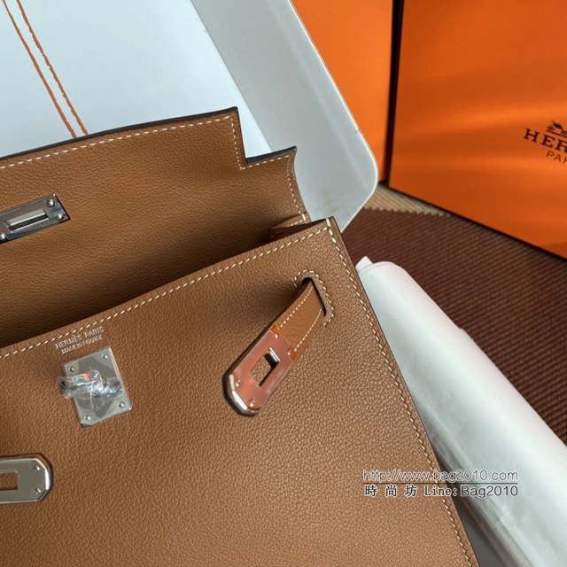 Hermes女包 愛馬仕Kelly DanSe包 金粽金銀扣 evercolor皮 進口密蠟線全手工 Hermes跳舞包  tdh2201